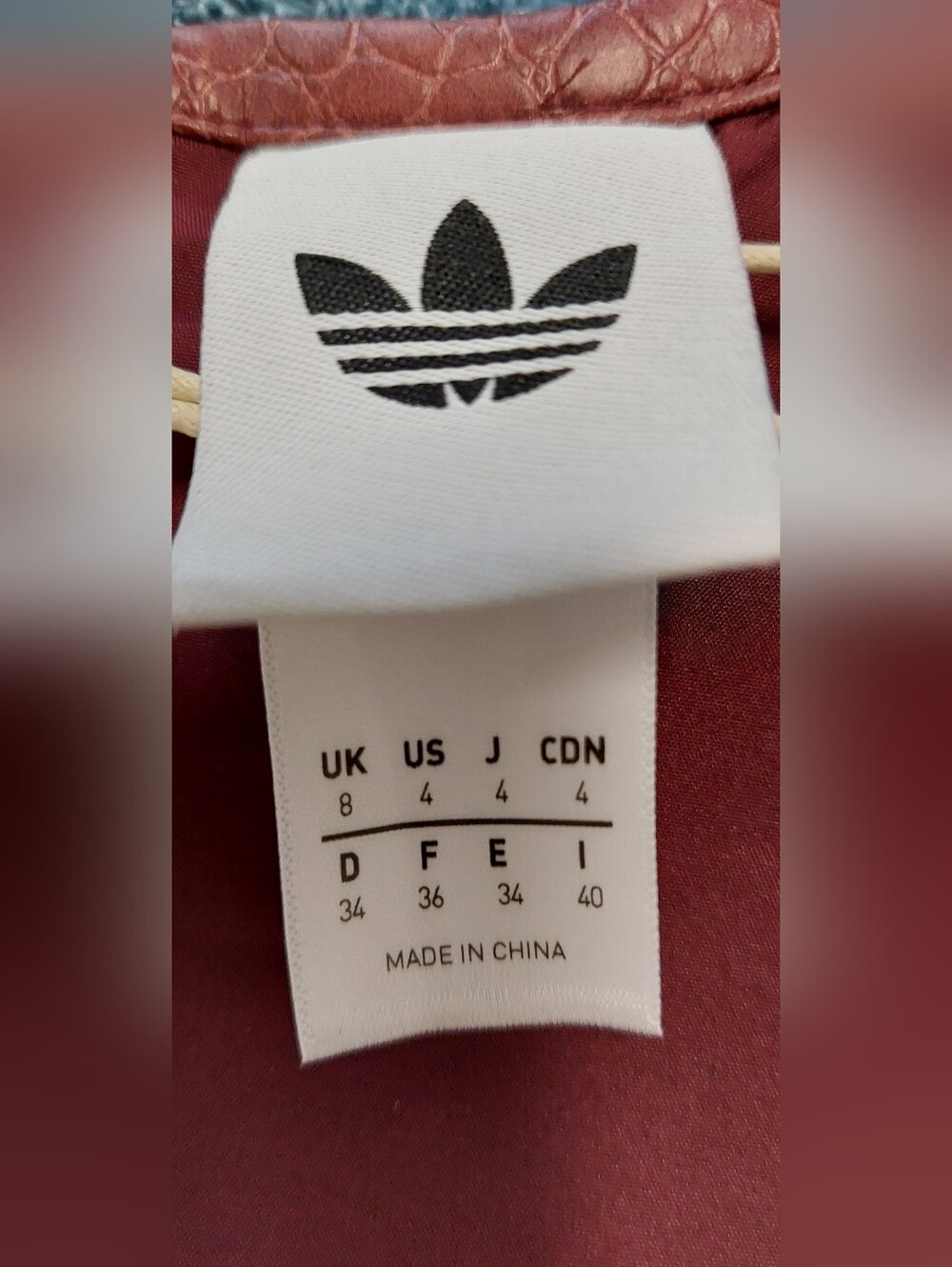 adidas Burgundy Croc-Texture Zip Pouch with Gold Logo . Pleather Corset . - Picture 9 of 12